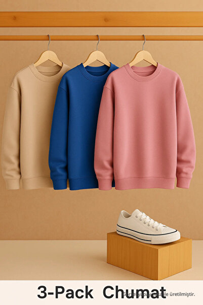 COMBİNE MİCHAİL Γυναικείο φούτερ με λαιμόκοψη oversized 3-συσκευασία