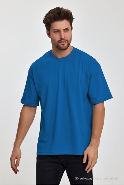 COMBİNE MİCHAİL Ανδρικό μπλουζάκι Oversize Fit Thick Fabric Textured Crew Neck