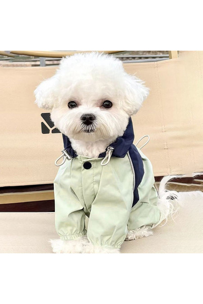 Choice S green Pet Waterproof Raincoat Four-legged Work Jacket Patchwork Wind...