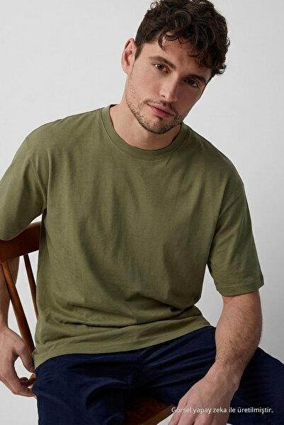 COMBİNE MİCHAİL Men's Crew Neck Black Oversized T-Shirt