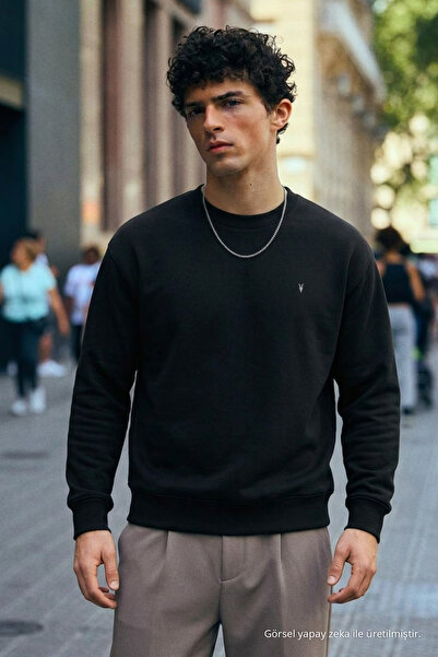 COMBİNE MİCHAİL Men's Medium Soft Black Sweatshirt