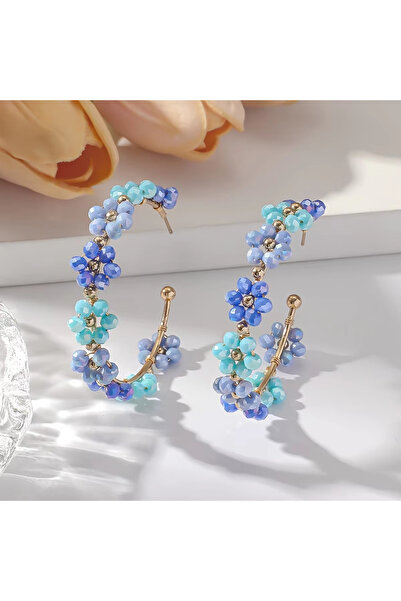 Choice6 Blue Handmade Boho Resort Style Earrings Artificial Crystal Beaded St...