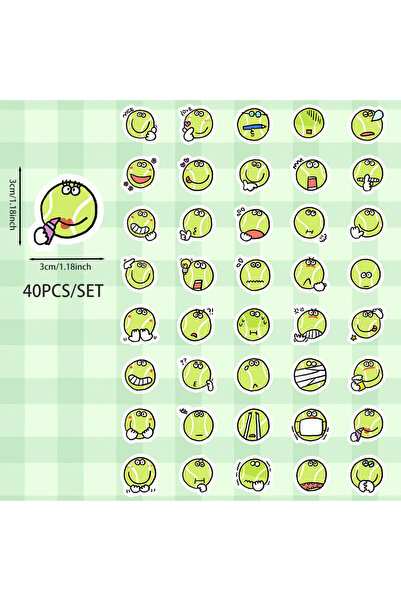 Choice 6X5.2X0.5CM DJ-318 40pcs Cute expressions of tennis balls Sticker Favo...