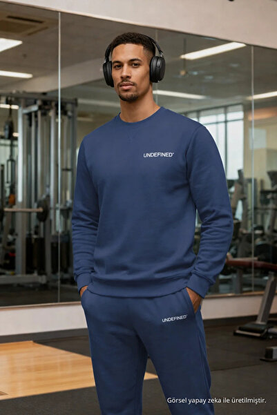 COMBİNE MİCHAİL Men's Sporty Blue Two-Piece Tracksuit Set