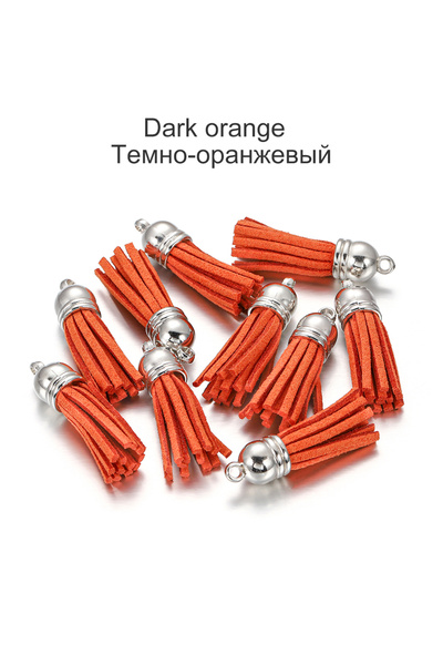 Choice 20Pcs Silver Cap Dark orange 20-60pcs/lot 38mm Tassel Vintage Leather ...