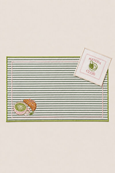 LİONYA DESİGN Matcha Club Mini Set | 1 Amerikan Servisi (45x30 cm) + 1 Koktey...