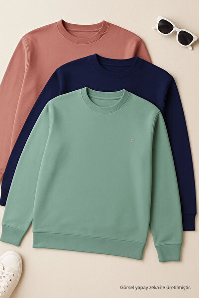 COMBİNE MİCHAİL Men's Long Sleeve Winter Comfortable 3-Piece Sweatshirt