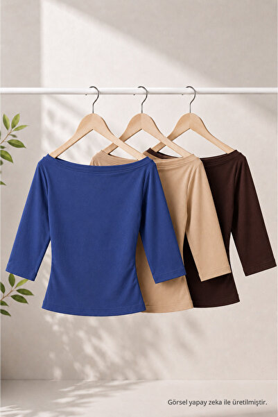 COMBİNE MİCHAİL Γυναικεία μπλούζα Daily Slim Basic 3 τεμαχίων