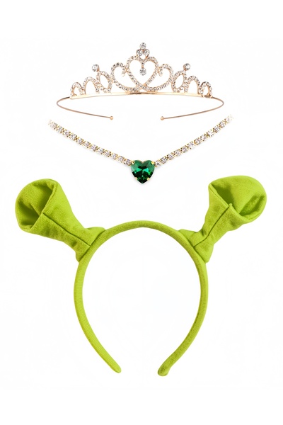 Choice4 As shown Cute Green Monster Shrek Ear Antenna Hairband Fabric Face Wa...