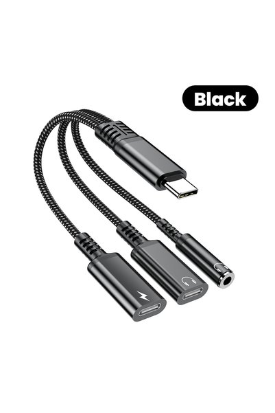 Choice محول شحن سريع أسود 3 في 1 PD 60W لـ Iphone16 15 Samsung من النوع C إلى...
