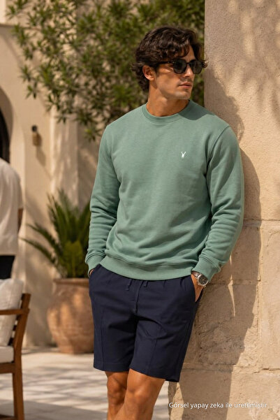 COMBİNE MİCHAİL Örme Uzun Kollu Çağla Erkek Sweatshirt
