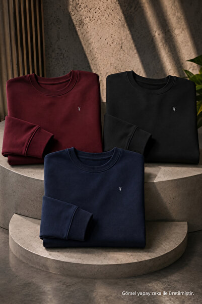 COMBİNE MİCHAİL Erkek Basic Mevsimlik Bol 3 Lü Sweatshirt