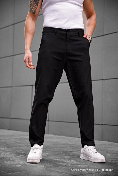 COMBİNE MİCHAİL Men's Slim Fit Fabric Trousers Black