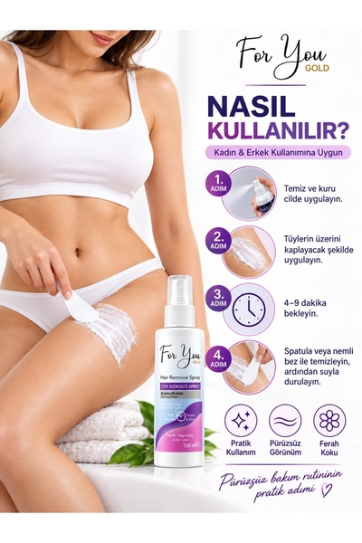 For You Gold Tüy Dökücü Sprey 100 ml | Kadın & Erkek Unisex | 4-9 Dakikada Etkili Bakım