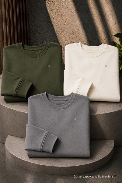 COMBİNE MİCHAİL Erkek Basic Mevsimlik Bol 3 Lü Sweatshirt