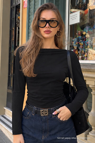 COMBİNE MİCHAİL Women's Black Basic Fitted Blouse