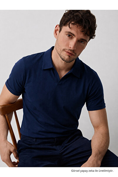 COMBİNE MİCHAİL Ανδρικό μπλουζάκι Polo Neck Premium Comfort Sports σε σκούρο ...