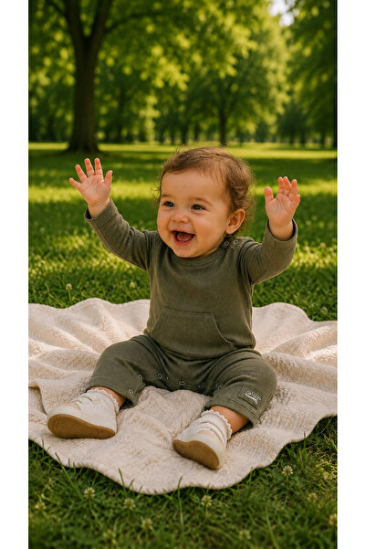 Yeşil Pike Bebek Organik Romper
