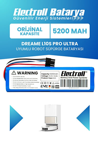 ELECTROLL Dreame L10s Pro Ultra Uyumlu Batarya 5200mah Robot Süpürge Bataryas...