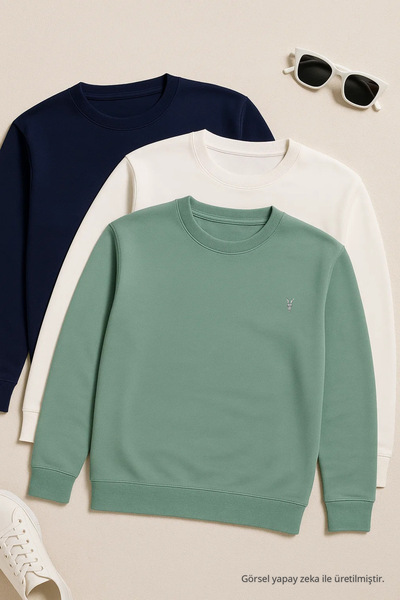 COMBİNE MİCHAİL Men's Daily Comfortable Winter Loose 3-Piece Sweatshirt