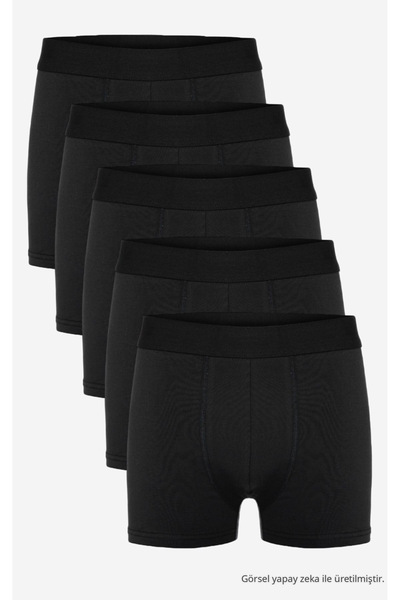 COMBİNE MİCHAİL Men's 5-Piece Black Cotton Lycra Flexible Boxers