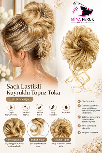 Mina Peruk Bun Scrunchie with Ponytail – Easy-To-Attach Hair Accessory