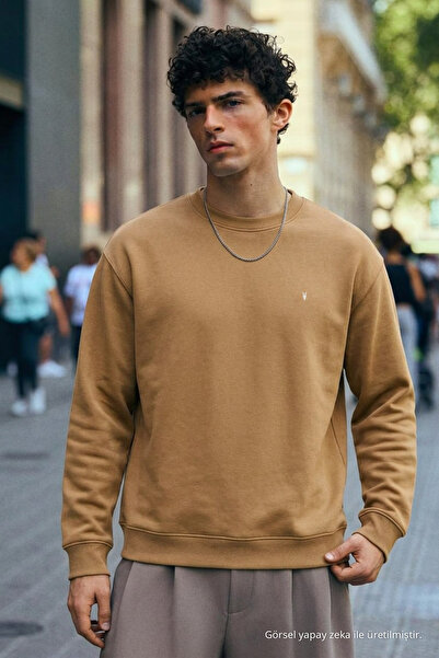COMBİNE MİCHAİL Men's Medium Soft Caramel Sweatshirt
