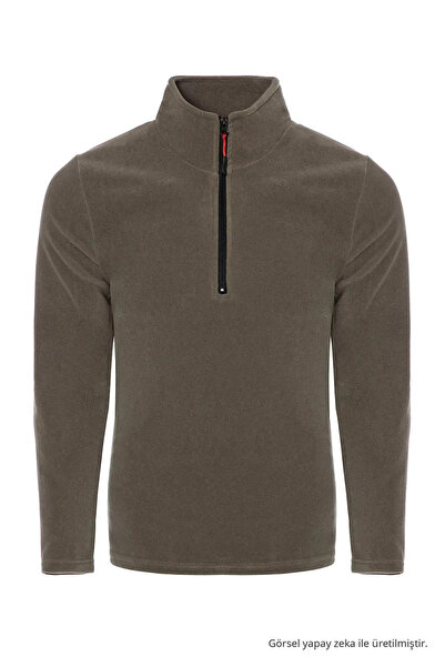 COMBİNE MİCHAİL Herren Basic Half Zip Stehkragen Polar Braun