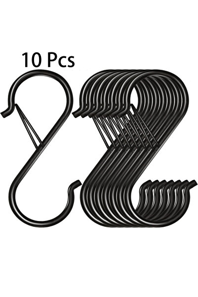 Choice 10 Pieces 10/20 S Hooks for Hanging, Black S Hooks, Heavy-Duty Metal H...