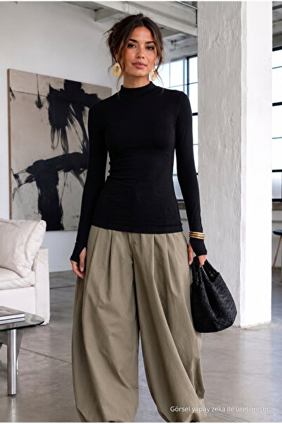 COMBİNE MİCHAİL Γυναικεία Slim Cut Viscose Casual Μαύρη Μπλούζα