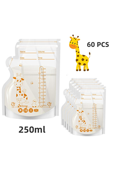 Choice1 moonpie 60pcs PE Giraffe Breast Milk Storage Bags, 250ML 30pcs/60 pcs...