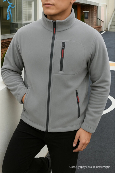 COMBİNE MİCHAİL Men's Comfort Fit Casual Thick Gray Fleece