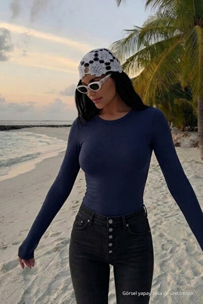 COMBİNE MİCHAİL Kadın Bisiklet Yaka Slim Fit Füme Bluz