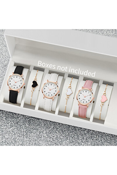 Choice1 6PCS Set Without Box 4/6PCS Fashion Leather Strap Women Quartz Watche...