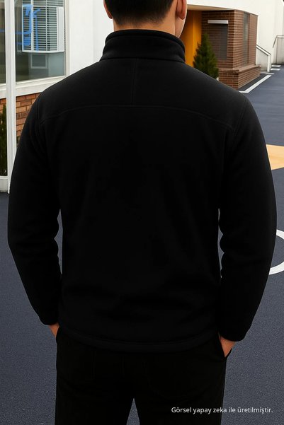 COMBİNE MİCHAİL Men's Comfort Fit Casual Thick Black Fleece