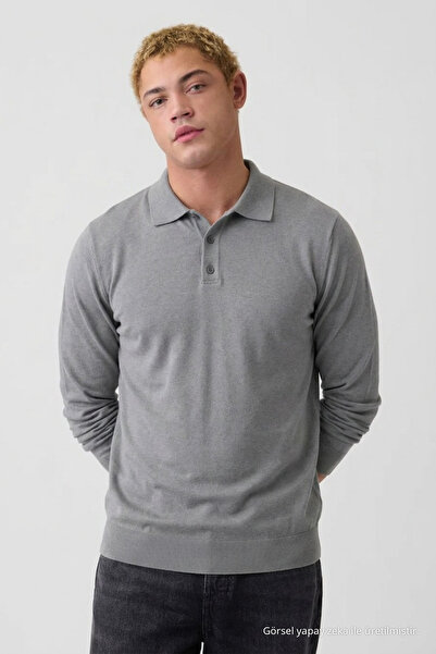 COMBİNE MİCHAİL Stylischer, weit geschnittener, geflochtener grauer Pullover ...
