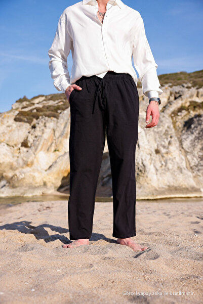 COMBİNE MİCHAİL Relaxed Fit Cotton Linen Pants
