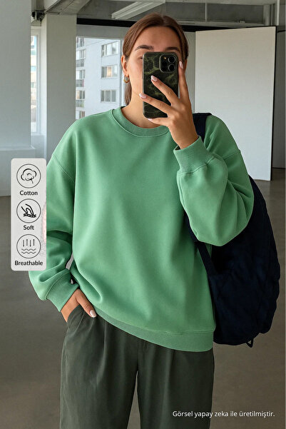 COMBİNE MİCHAİL Women's Crew Neck Oversize Çağla Sweat
