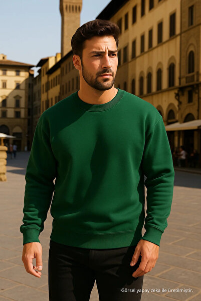 COMBİNE MİCHAİL Unisex Winter Lässiger Langer Z.Green Loose Pullover
