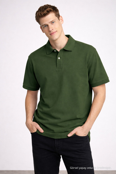 COMBİNE MİCHAİL Men's Cotton Pack Casual Khaki Polo Neck T-Shirt