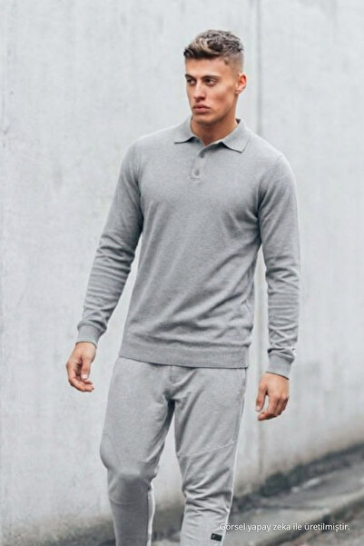 COMBİNE MİCHAİL Herren Half Pat Winterstrickpullover in Grau