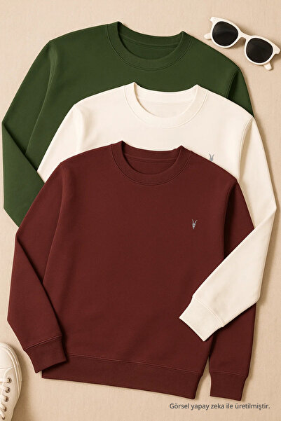 COMBİNE MİCHAİL Erkek Uzun Kollu Basic Salaş 3 Lü Swetshirt