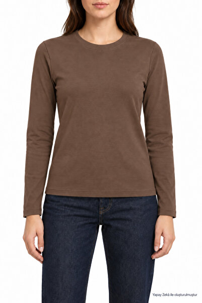Serpirella Butik Crew Neck Long Sleeve Basic Blouse