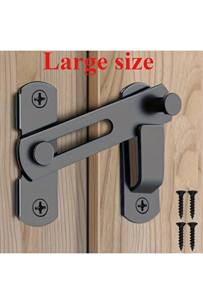 Choice 4 inch black 1pc Stainless Steel Barn Door Lock - 180° Flip Sliding La...