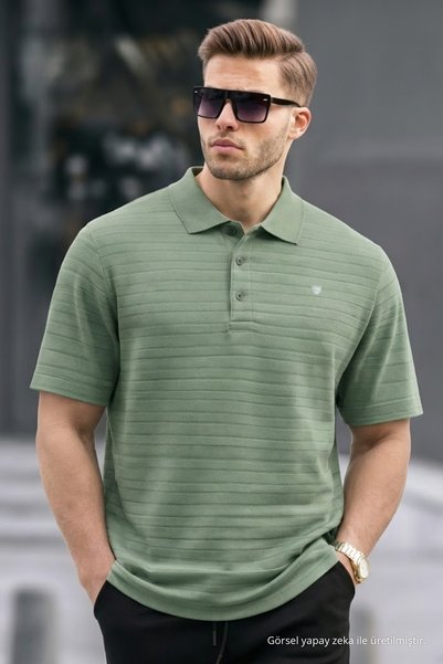 COMBİNE MİCHAİL Men's Basic Çağla Comfort Polo Neck T-Shirt