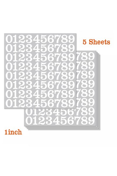 Choice White 5 sheets 5 Sheets Arabic Number Stickers 1 Inch Number Stickers ...