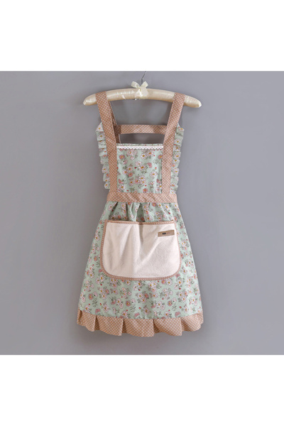 Choice green 1 Piece For Women's Floral Home Apron With Pocket, Adjustable Ap...