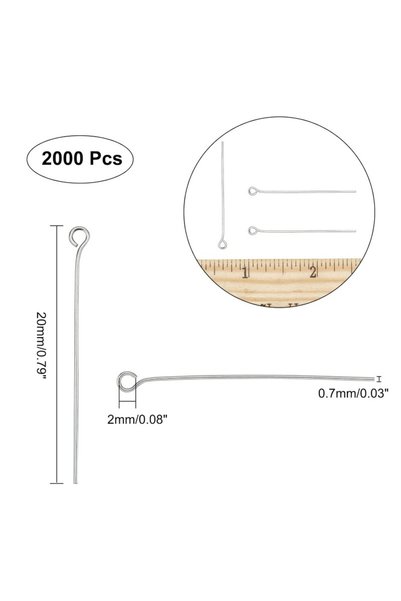 Choice AECH02-03389 2000 Pcs 304 Stainless Steel Open Eyepins Loop Pins Headp...