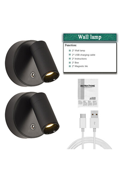 Choice Black-2pc 4pcs Magnetic Wall Light LED Table Lamp Touch 3-Color Dimmab...