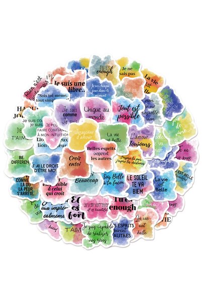 Choice 50PCS 50PCS French Inspirational Watercolor Fun Stickers DIY Phone Cas...